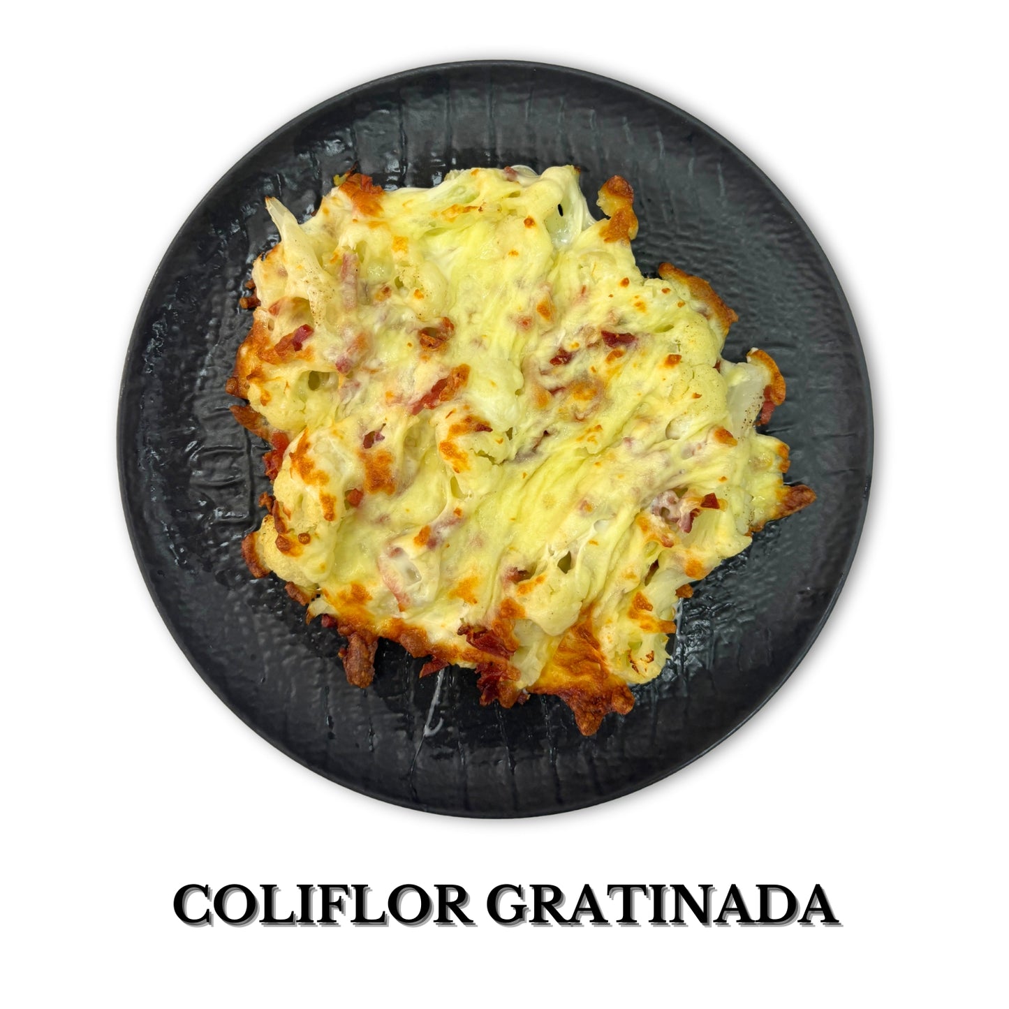 Coliflor gratinada con taquitos de jamón alérgenos: gluten, lácteos