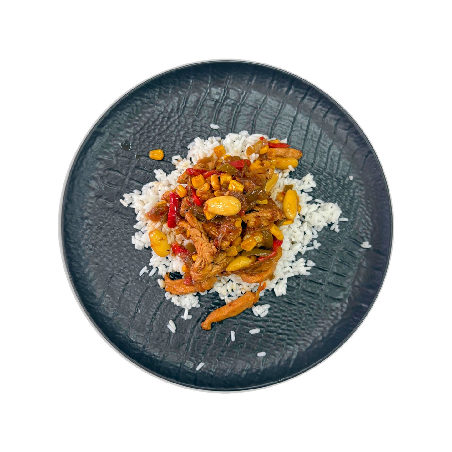 Pollo con almendras y arroz basmati