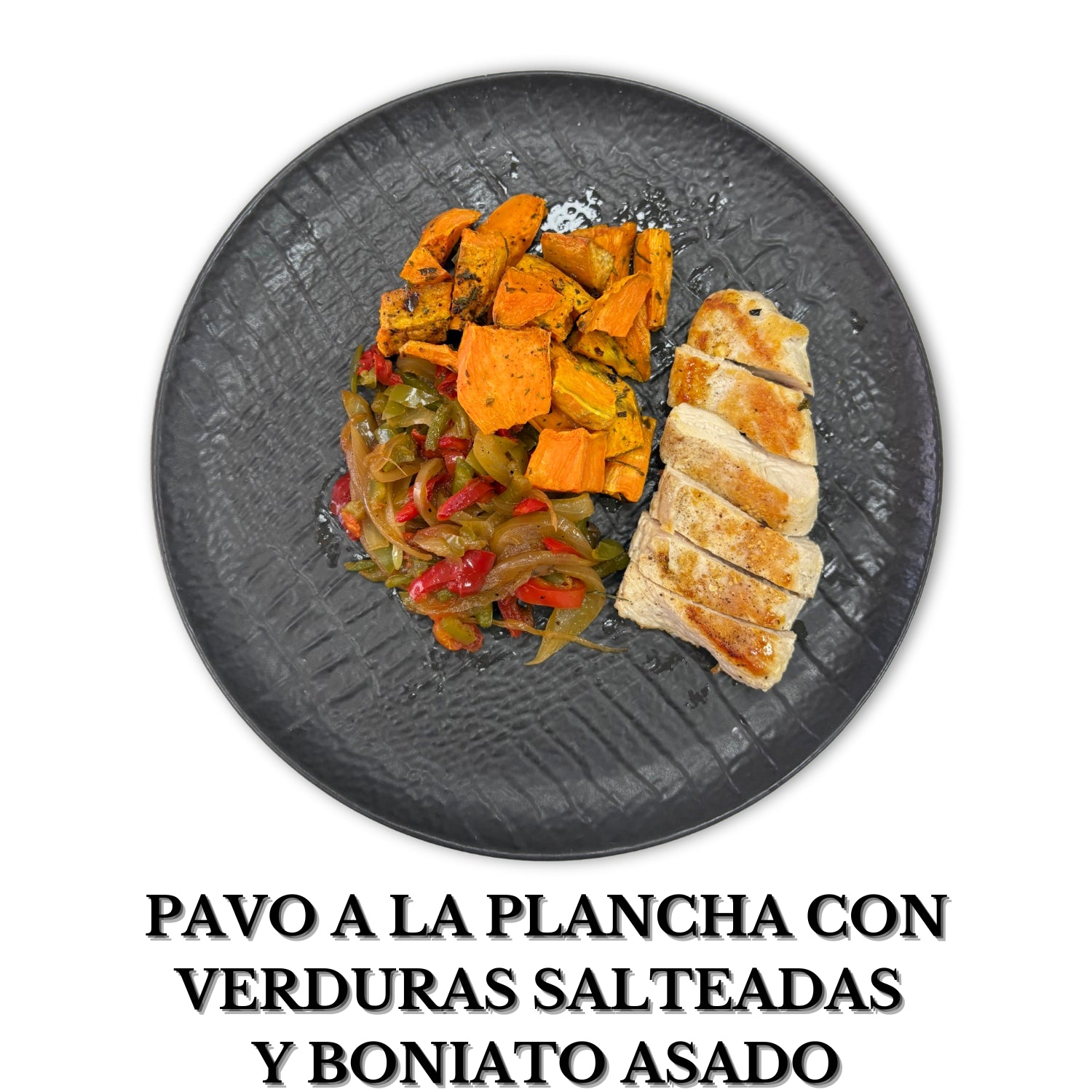 Pavo a la plancha con verduras salteadas y boniato asado alérgenos: nada