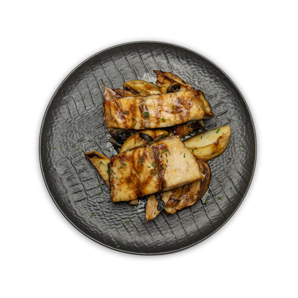 Asado de corvina a la murciana con patatas asadas