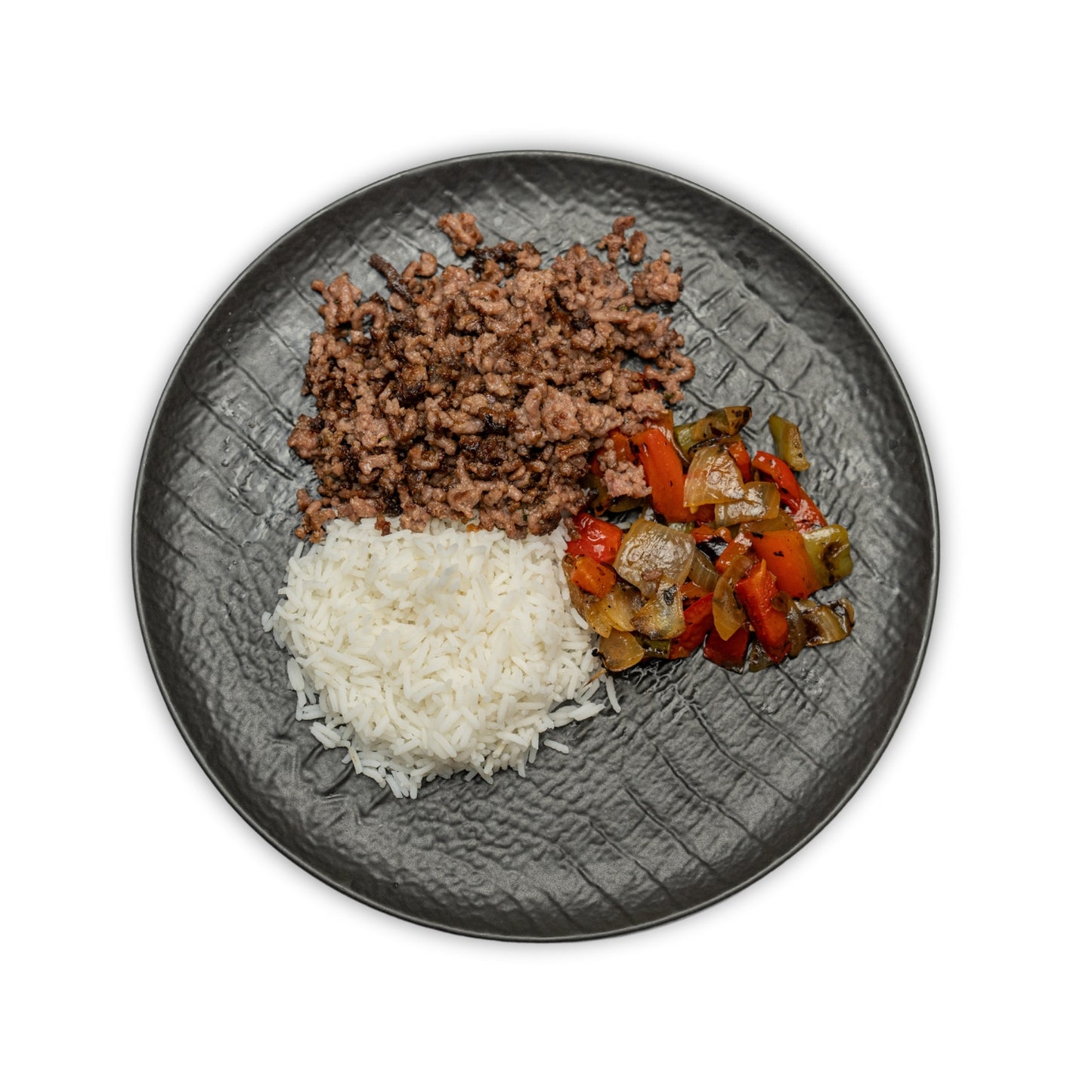 Carne de picada 100% vacuno con arroz basmati y salteado manduca