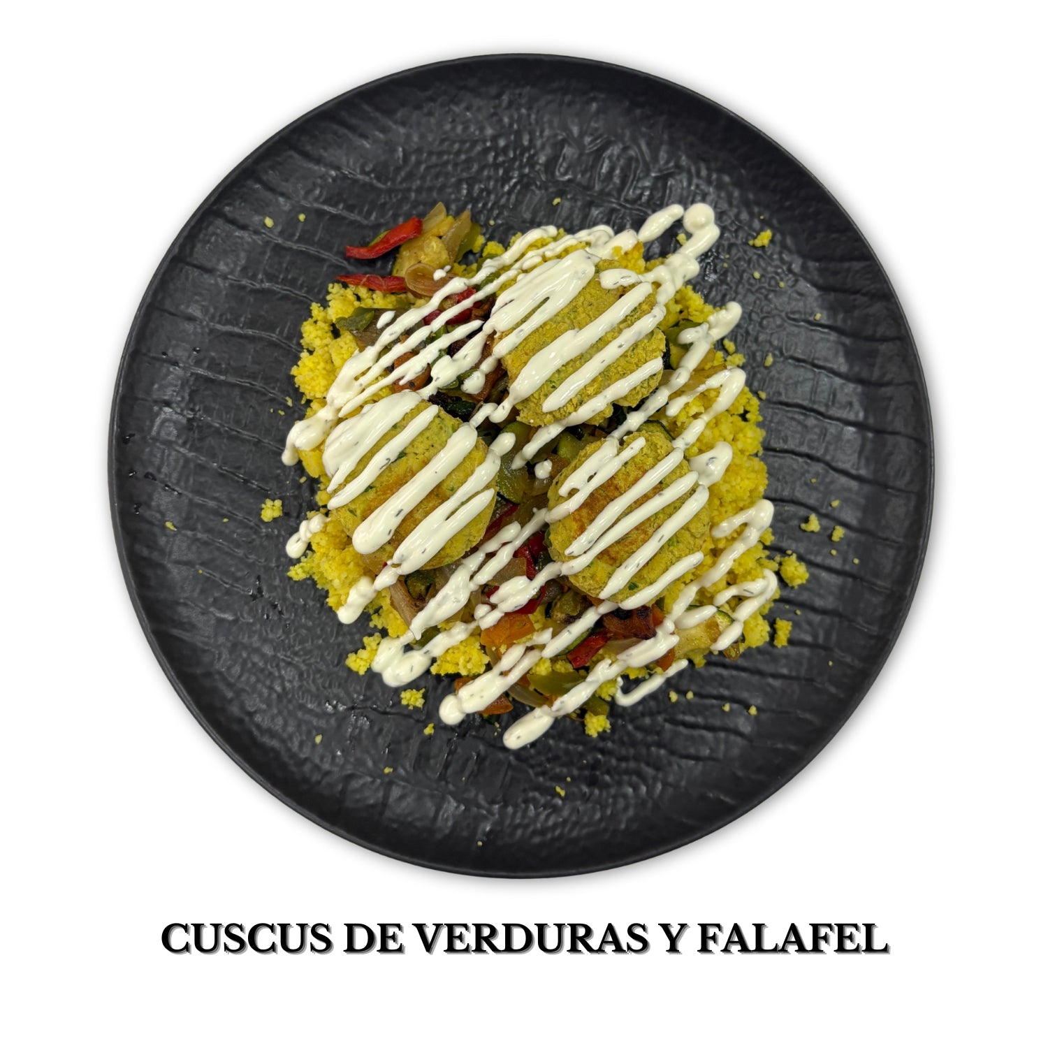 Cuscús con verduras y falafel alérgenos: gluten,sésamo, soja