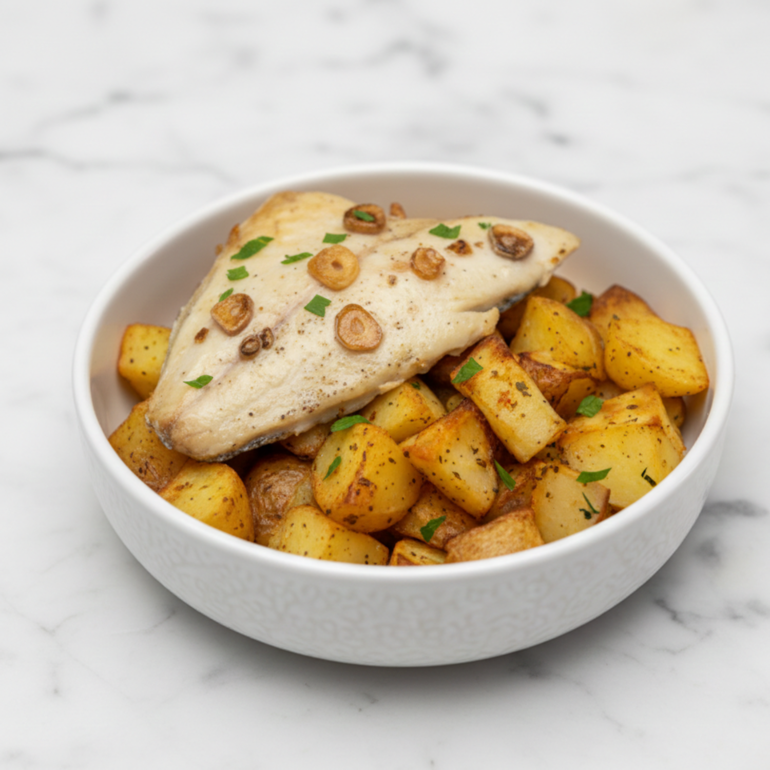 Dorada a la plancha al ajo pescador con patatas