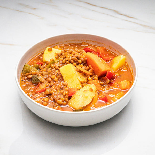 Lentejas con verduras y boniato