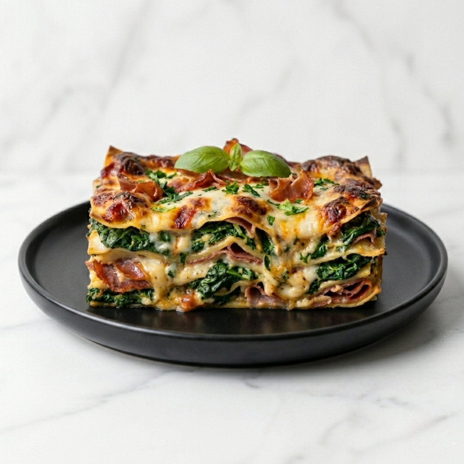 Lasaña de jamón y espinacas