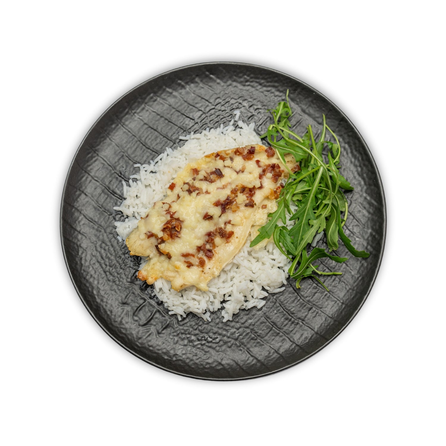 Lubina con jamón y queso con arroz basmati