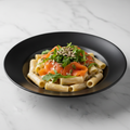 Pasta con crema de queso y salmón Alérgenos: Pescado