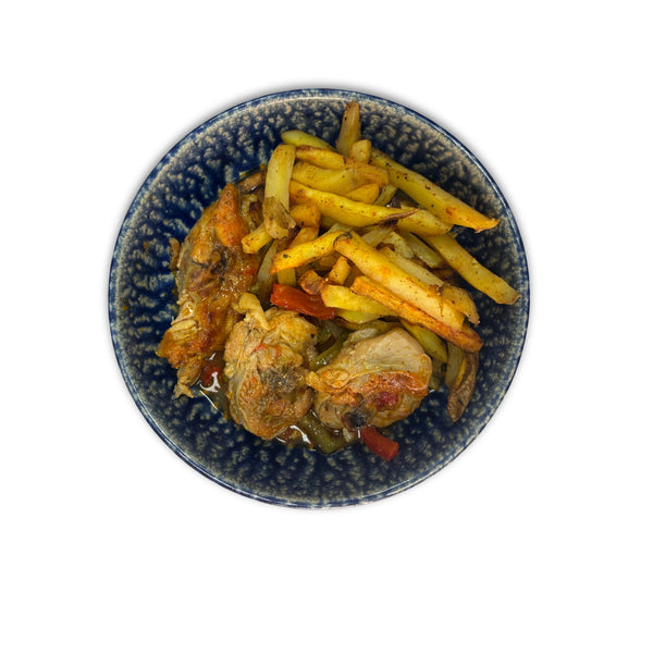 Pollo al chilindrón con patatas